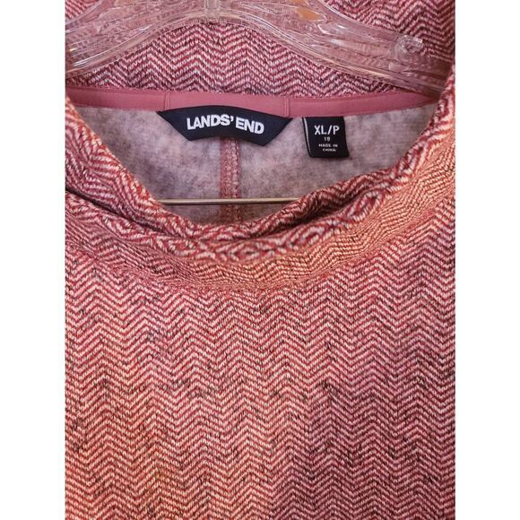 Lands' End Extra Large 18 super soft sweater herringbone red and white - Picture 2 of 4